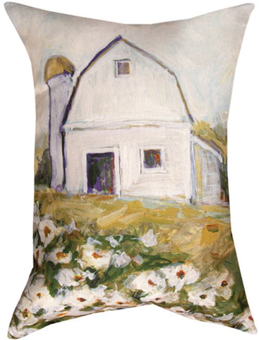 Meadowbrook White Barn Daises Indoor/Outdoor Rectangle Pillow by Susan Winget©