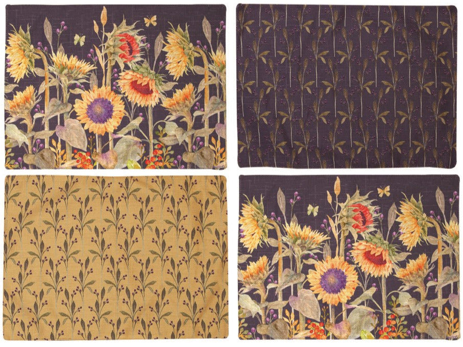 Sunflowers And Pumpkins Placemats|Set of 4