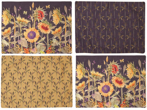 Sunflowers And Pumpkins Placemats|Set of 4
