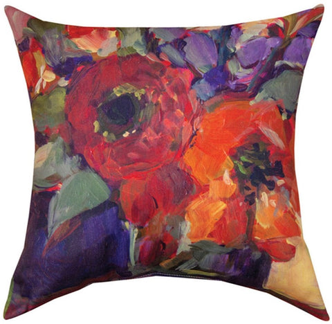 Floral Workshop Poppies Indoor-Outdoor Reversible Pillow by Susan Winget©