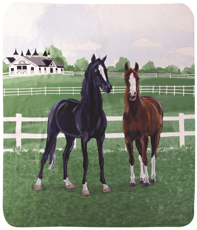 Kentucky Farms Thoroughbreds Sherpa Fleece Throw by Martha Collins©