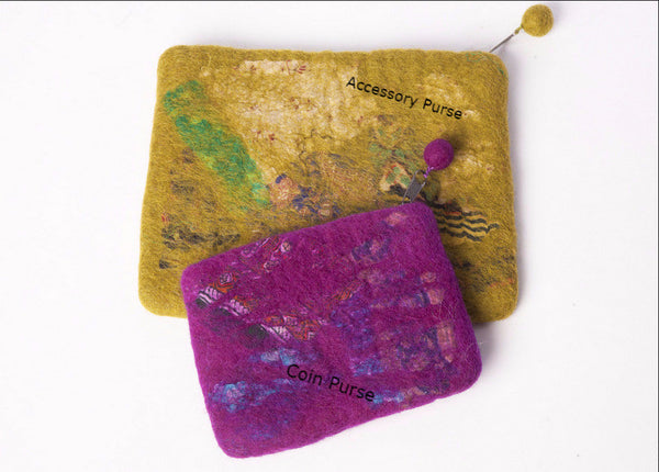 Nuno Felted Wool Sari Collage Coin Purse One-Of-A-Kind Handmade - 
 - 2