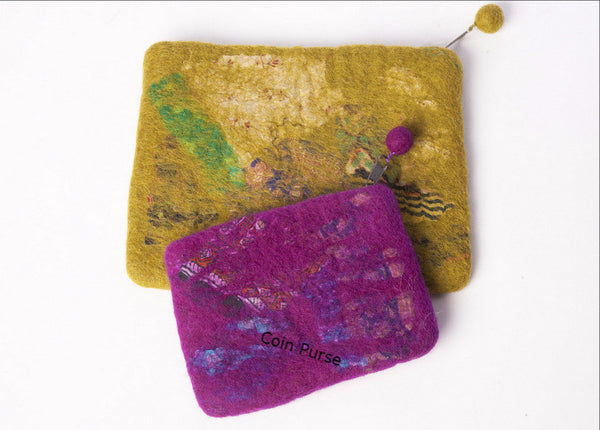 Nuno Felted Wool Sari Collage Accessory Purses One-Of-A-Kind Handmade - 
 - 2