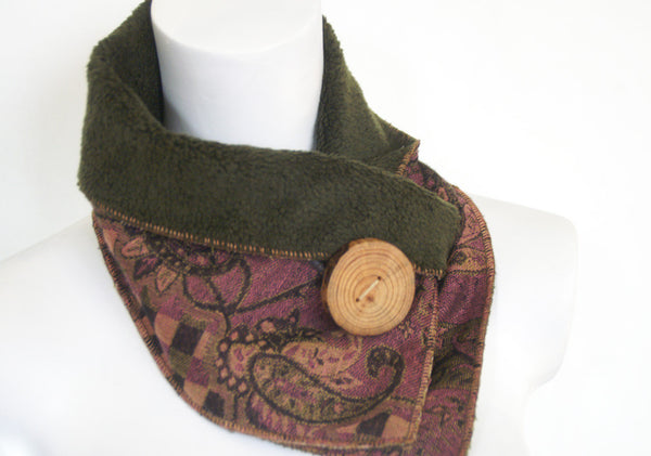 Plum Paisley Upcycled Neckwarmer - One-of-a-Kind