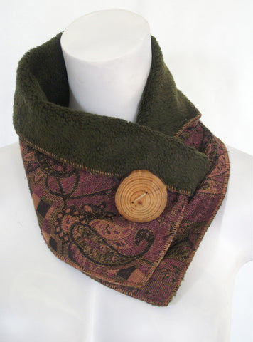 Plum Paisley Upcycled Neckwarmer - One-of-a-Kind
