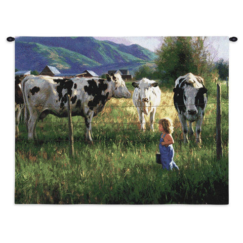 Anniken And Cows Wall Tapestry by Robert Duncan&copy; - 
