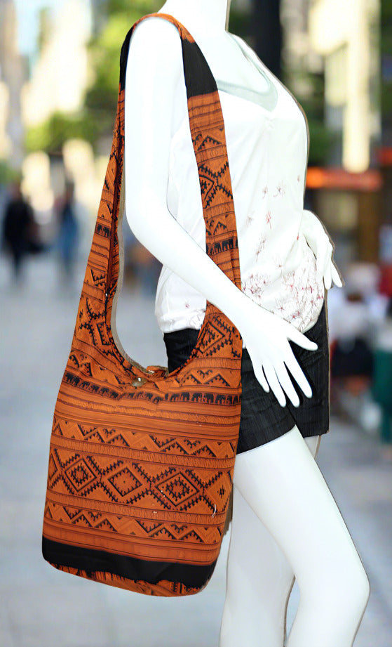 Boho Sling Bag Large - Elephant Ethnic Brown
