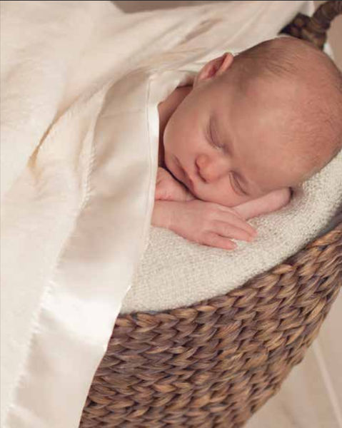 Satin Trimmed Plush Fleece Reverse Velour Baby Blankets|2Colors