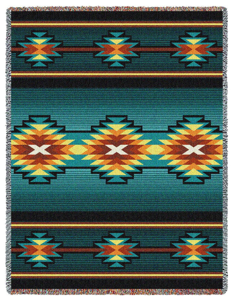Southwest Geometric Turquoise II Woven Throw Blanket -
