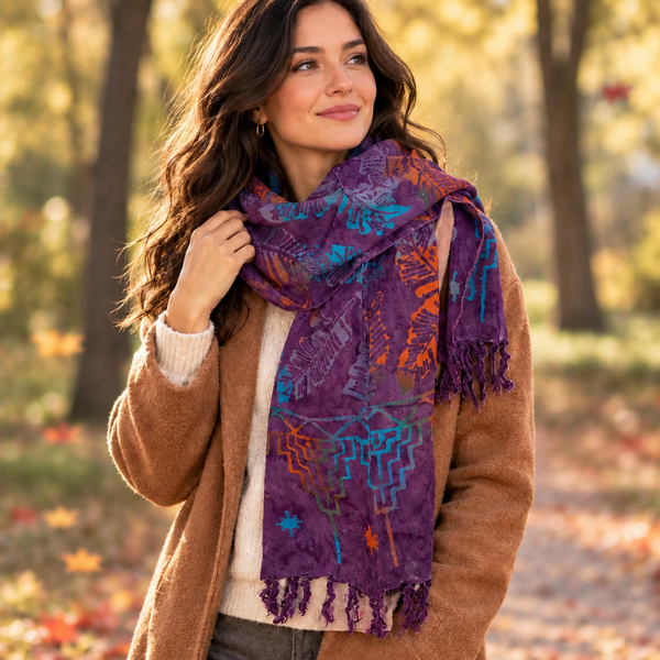 Batik Rayon Scarves w/ Fringe