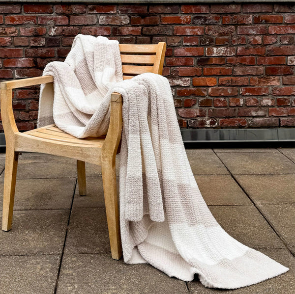 The Coastal Throw - Ivory/Sand Stripe|Custom Decorating Option