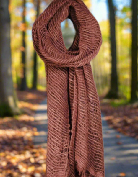 Handwoven Open Weave Cotton Scarf - Burlwood II