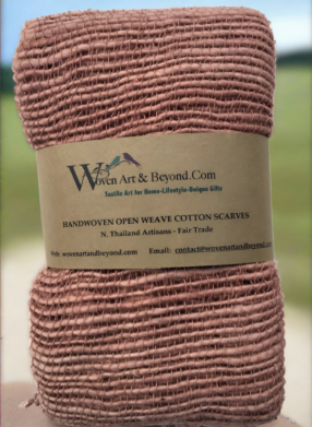 Handwoven Open Weave Cotton Scarf - Burlwood II