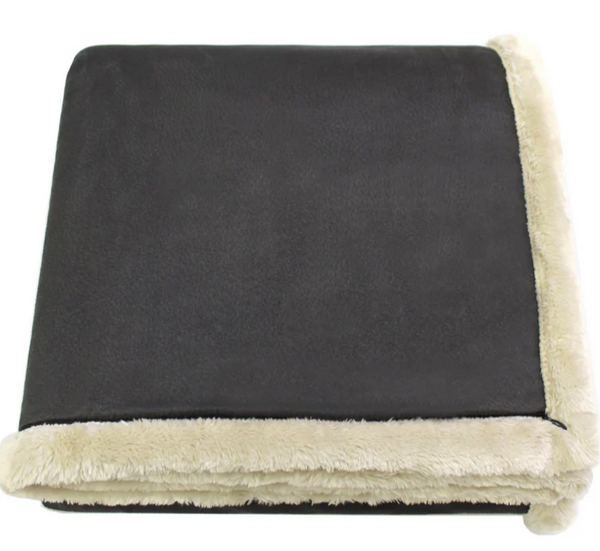 Arctic Throw - Black Faux Leather reversed Pearl Faux Fur|Decorating Option