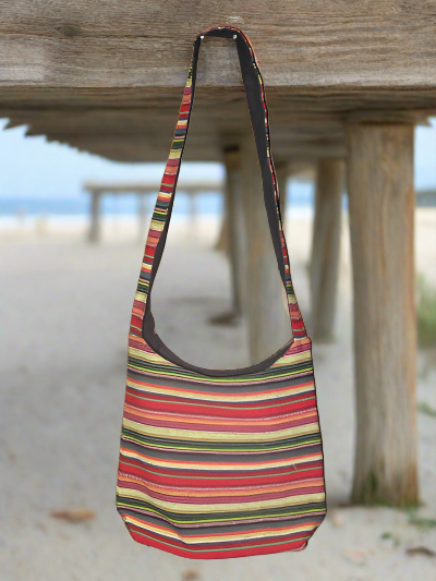 Striped Cotton Canvas Bag - Multicolor Red