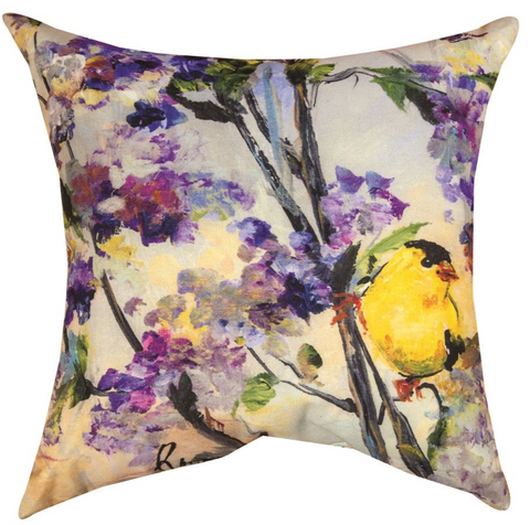 Yellow Bird Indoor-Outdoor Pillow by Rozanne Priebe©