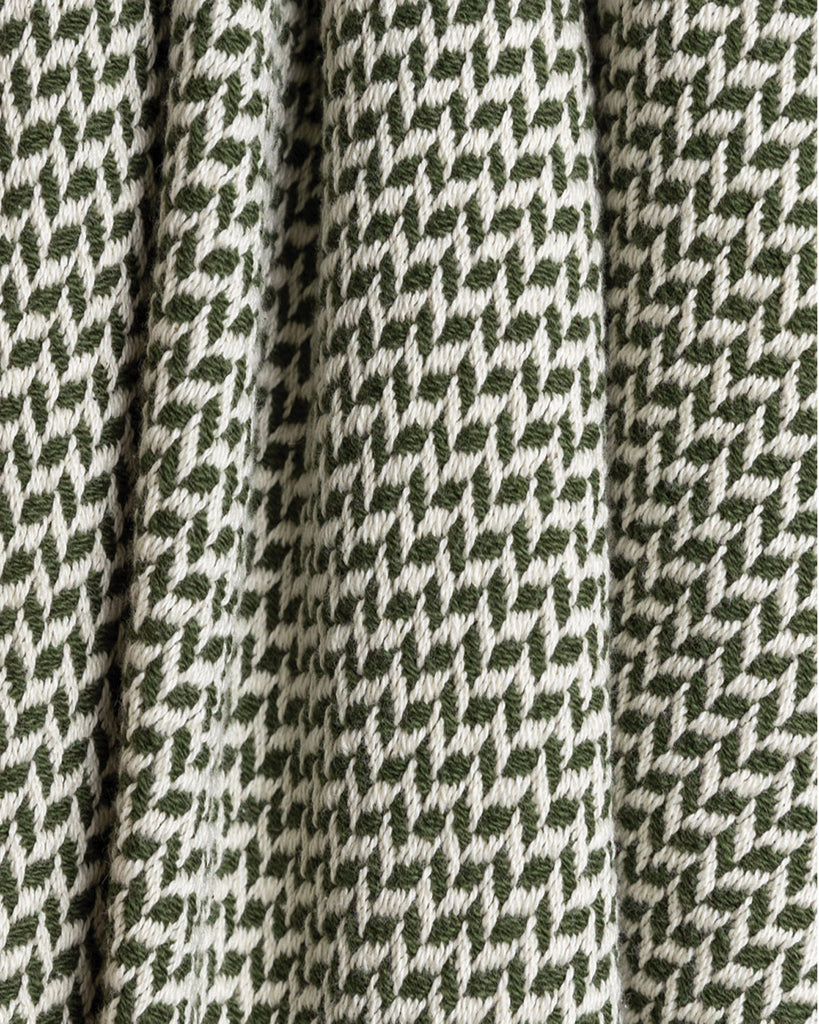 Dashing Texture Green Woven Cotton Throw Blanket