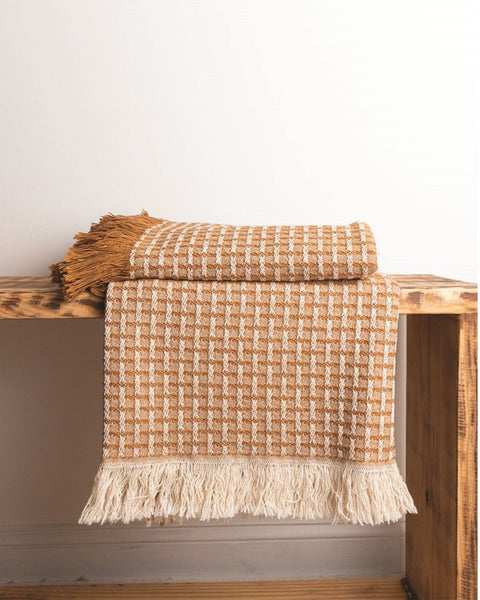 Lattice Bronze Woven Cotton Throw Blanket