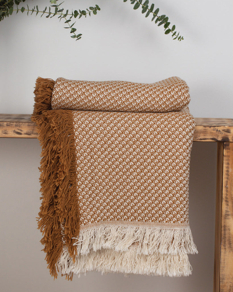Mini Box Bronze Woven Cotton Throw Blanket