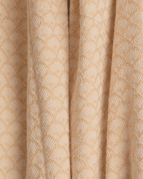 Scalloped Tan Woven Cotton Throw Blanket