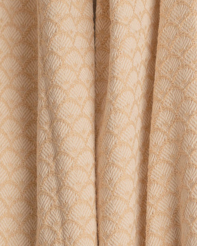 Scalloped Tan Woven Cotton Throw Blanket