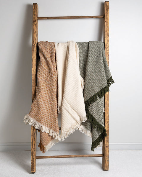 Zig Zag Natural Woven Cotton Throw Blanket