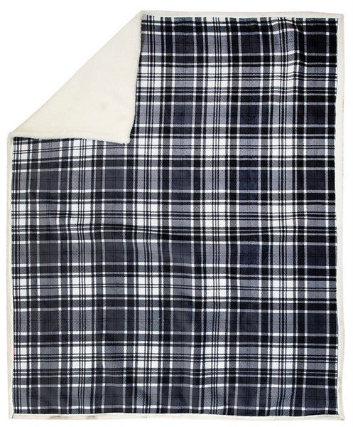 Black and White Plaid Sherpa Fleece Throw