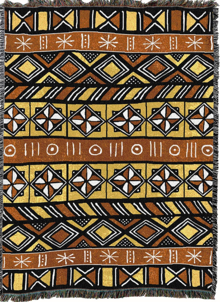 Bogolan Mud Coth Woven Cotton Throw Blanket