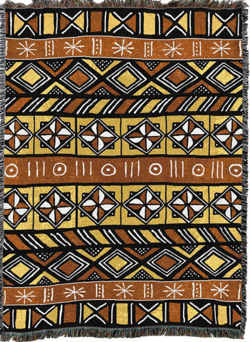 Bogolan Mud Coth Woven Cotton Throw Blanket