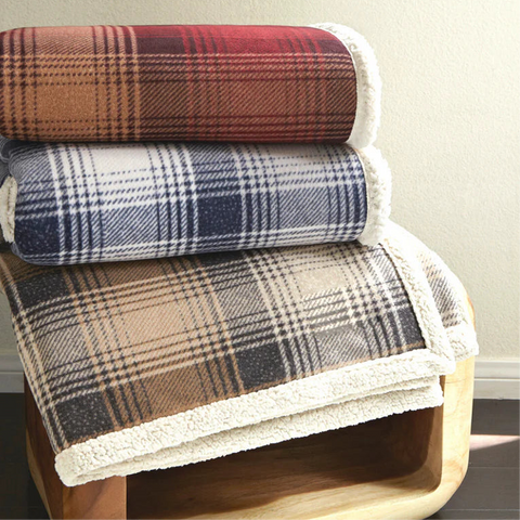 Cottage Plaid Throws w/Faux Lambswool|3 Colors|Decorating Options