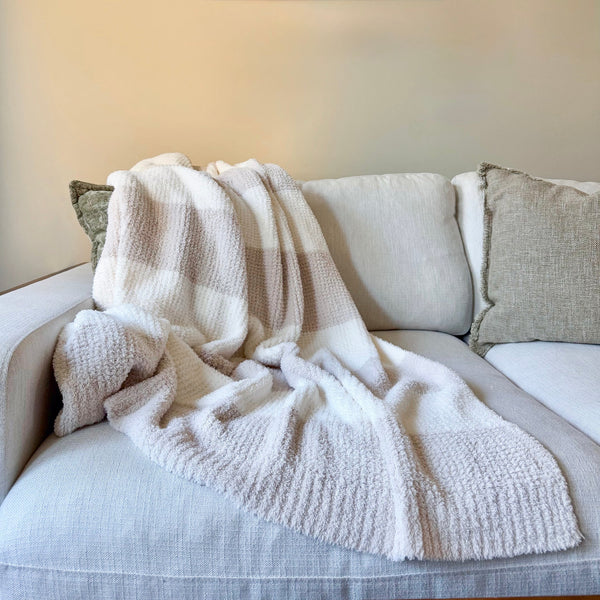 The Coastal Throw - Ivory/Sand Stripe|Custom Decorating Option