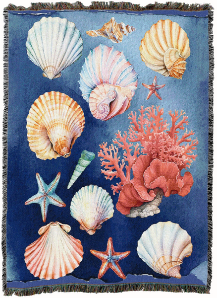 Color Of The Ocean Woven Cotton Throw Blanket