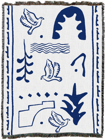 Doves Woven Cotton Throw Blanket