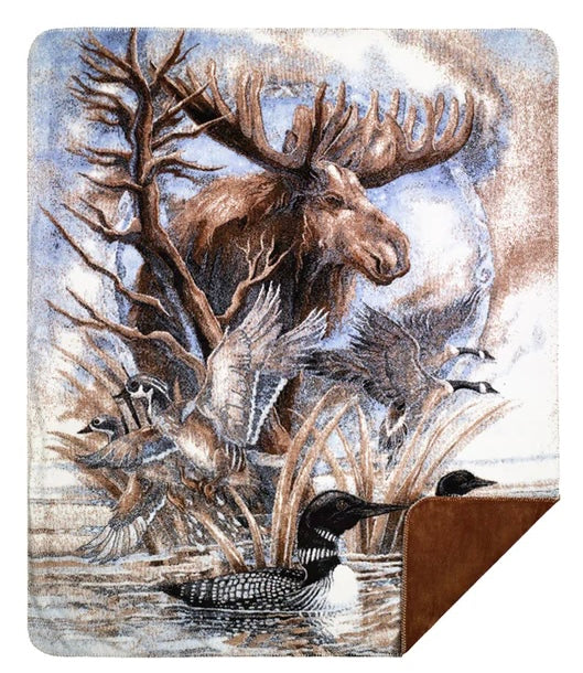 Moose-Sometimes I'm By Myself But I'm Never A Loon Denali Microplush™ Throw Blanket