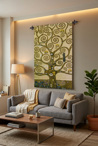 Gustav Klimt© Tree of Life Wall Tapestry w/Gold Embellishment