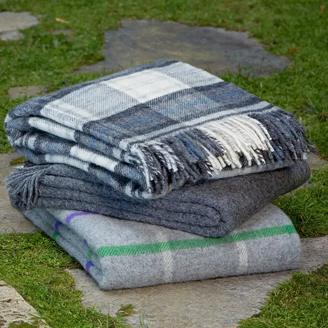Tweedmill British Made 100% Wool Blanket - Cottage Grey - Wales Tweedmill British Made 100% Wool Blanket - Cottage Grey - Wales