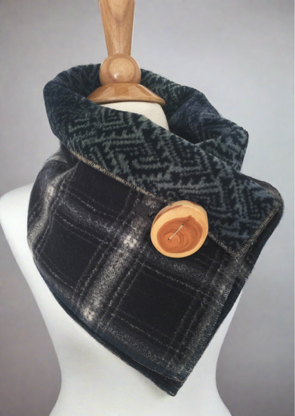 Lumber Jack Blue Plaid UpCycled Neckwarmer One-of-a-Kind