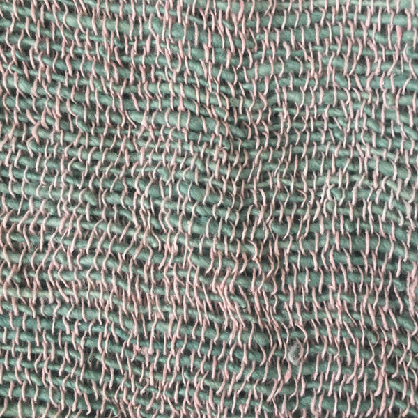 Handwoven Open Weave Cotton Scarf - Jade-Gray/Pink