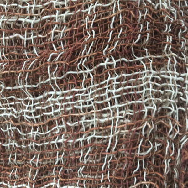 Handwoven Open Weave Cotton Scarf - Brown-White
