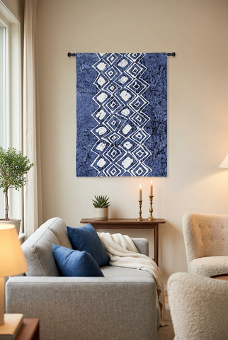 Indigo Primitive Patterns IV Wall Tapestry by Renee Stramel©
