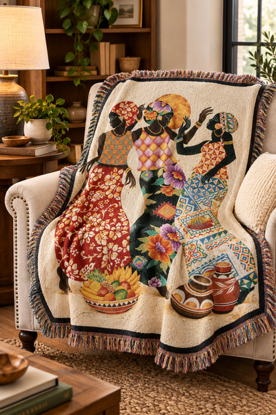 Jubilation Woven Cotton Throw Blanket by Keith Mallet©