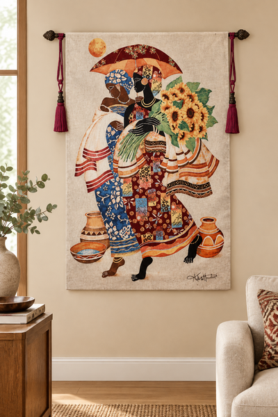 Sunflowers and Umbrellas Wall Tapestry by Keith Mallet©