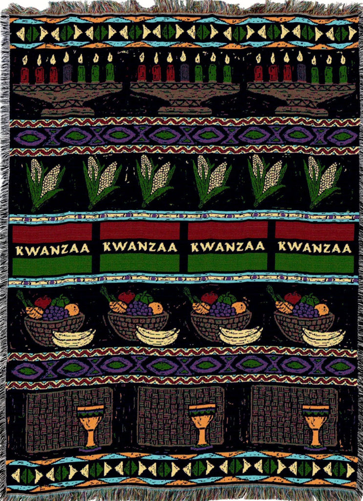 Kwanzaa Woven Cotton Throw Blanket