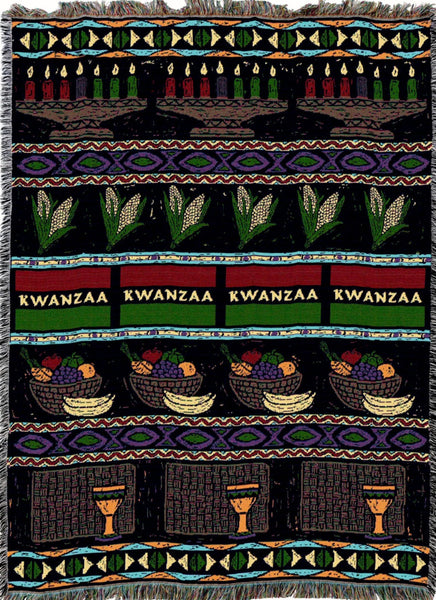 Kwanzaa Woven Cotton Throw Blanket