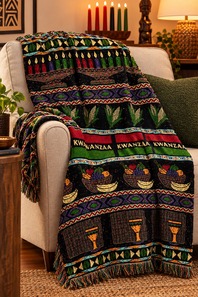 Kwanzaa Woven Cotton Throw Blanket