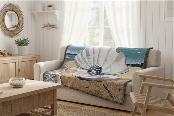 Mother of Pearl Woven Cotton Throw Blanket by Kurt C. Burmann©