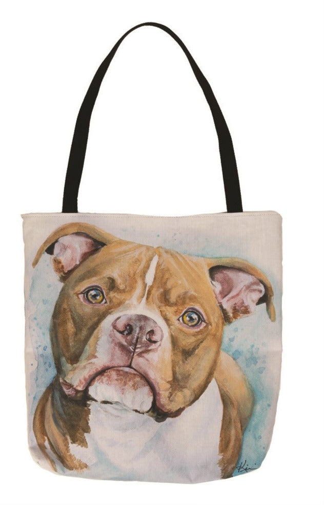 American Pit Bull Canvas Printed Tote Bag by Lindsay Kivi©