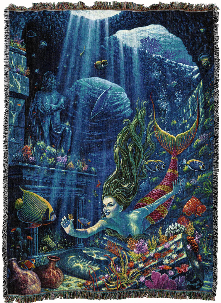 Poseidon Treasure Woven Cotton Throw Blanket