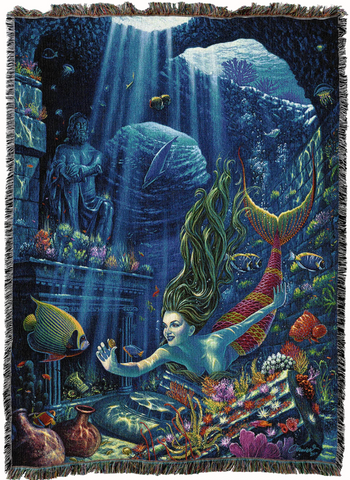 Poseidon Treasure Woven Cotton Throw Blanket