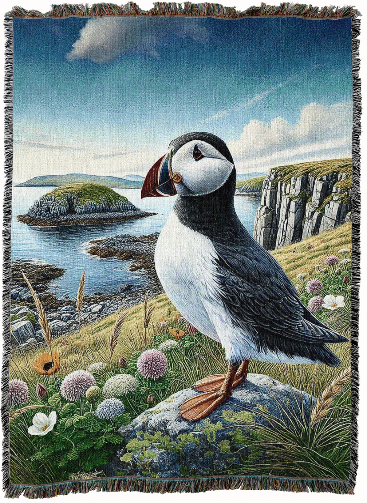 Puffin Woven Cotton Throw Blanket